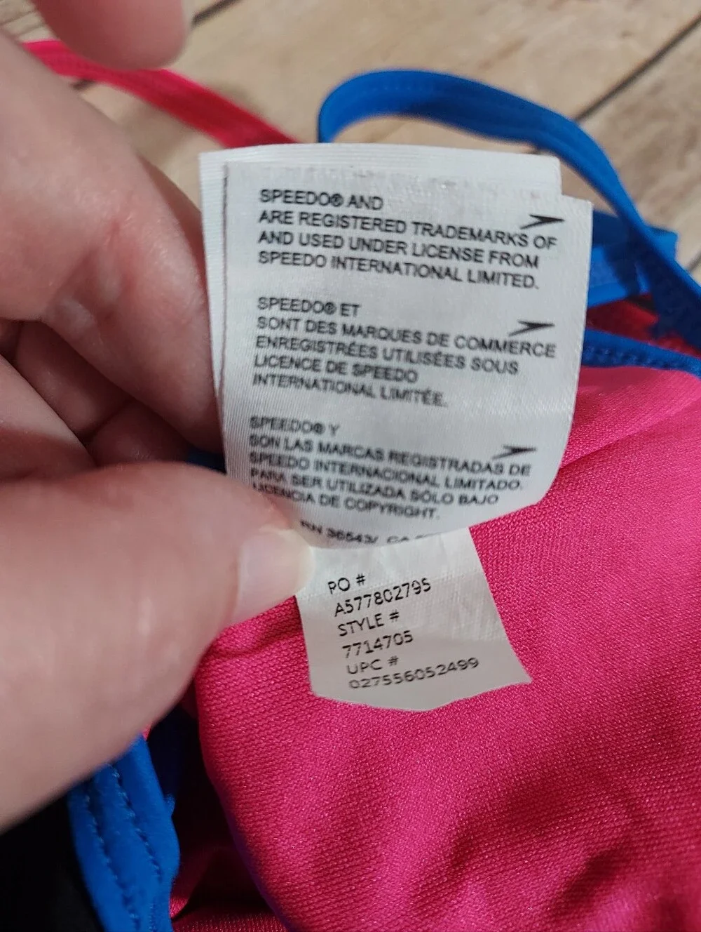 Speedo Black One-Piece Swimsuit with Pink & Blue Trim 12